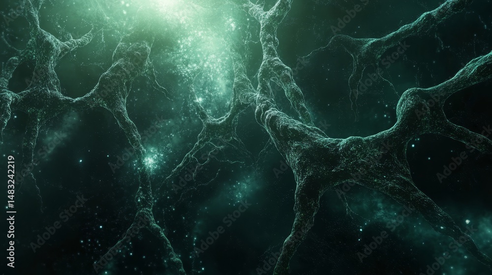 Aufkleber deep space structures with luminous nebulae and cosmic branches.