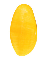 Single ripe yellow mango fruit in half or slice isolated with clipping path in png file format