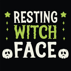 Naklejka premium Resting Witch Face with Skulls