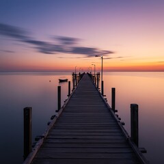 Obraz premium Whispers of Dawn, Wooden Path AI Generated