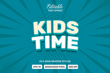 Editable kids time text effects 3d template style premium vector.