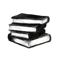 Fototapeta premium Stack of Three Books Sketch Illustration for Reading, Learning and Education Resources for Digital and Print.