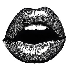 Angry mouth with halftone stipple effect, 