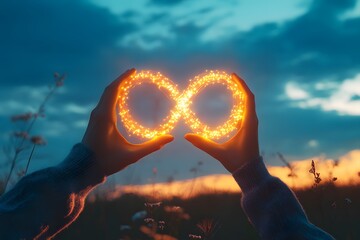 Hand holding glowing digital download icon, concept of data transfer and technology innovation