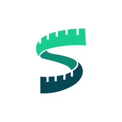 Elegant Letter S Measuring Tape Vector Logo