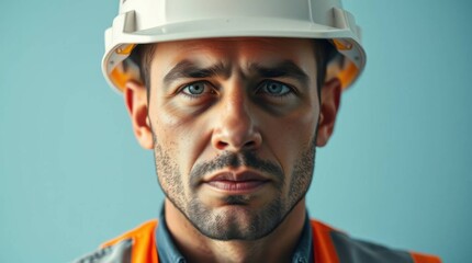 Fototapeta premium Confident Construction Worker Portrait Close Up