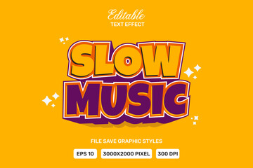 Editable slow music text effects 3d template style premium vector.