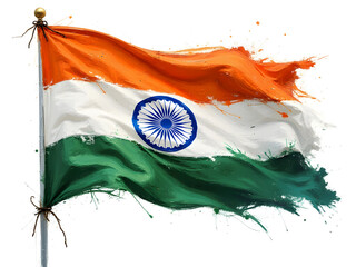 A worn Indian flag with frayed edges and visible signs of wear.