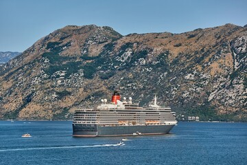 Cruise ship sailing in Kotor Bay, Montenegro