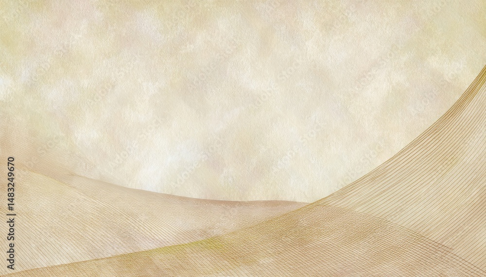 Poster soft abstract beige waves with golden mesh texture on canvas background for elegant web design, branding or minimalist print material

