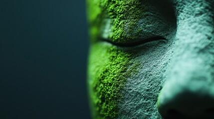 Abstract close-up of textured surface, vibrant green and blue hues blending, evocative of nature and tranquility, ideal for backgrounds.