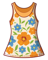 Sleeveless with orange flowers pattern - vector illustration