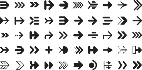 Stylish Arrow Icons Vector Set Perfect for Navigation and Directional Signage Designs