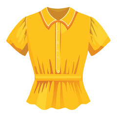 Obraz premium Yellow short puff sleeves and fitted waist - vector illustration