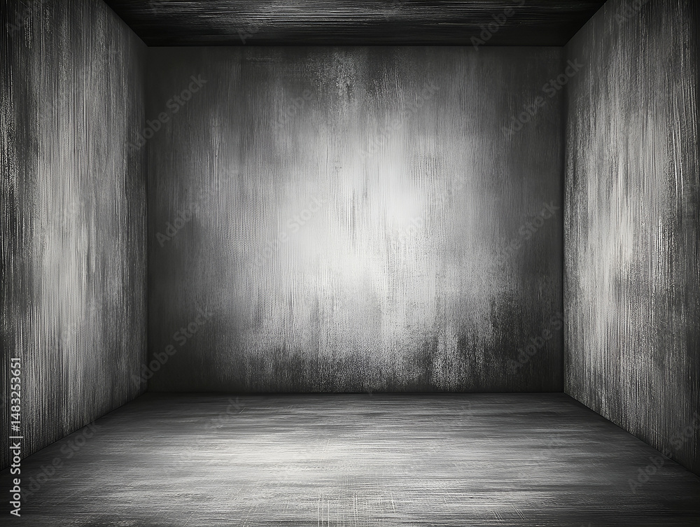 Poster minimalist empty room rendered in grayscale with textured walls and floor for product display backgr