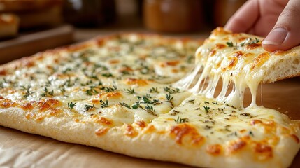 Melted cheese pizza slice