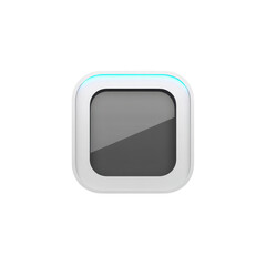 Obraz premium Sleek, modern square icon with glossy finish and rounded edges, featuring subtle gradient and reflective surface, set against transparent background