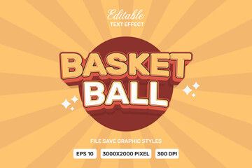 Premium basket ball text effects can be edited again, suitable poster, template white background.