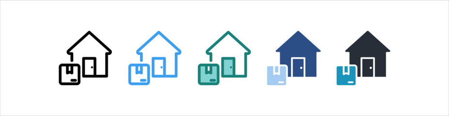 Home Delivery Icon In Different Style Vector