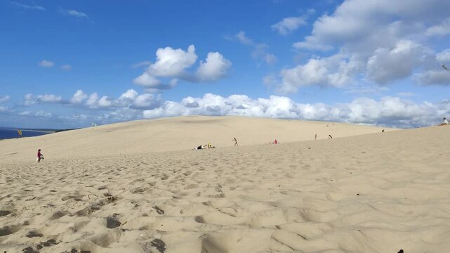 People paragliding at the Great Dune of Pilat