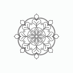  Floral Mandala Heart Line Drawing Design vector Art