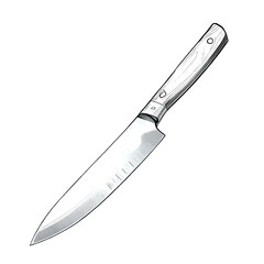 Chef knife with sleek stainless steel blade and wooden handle isolated on transparent background