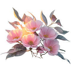 Ethereal Blooms: Pink Flowers with Golden Accents