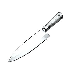 Chef knife with sleek silver blade and wooden handle isolated on transparent background
