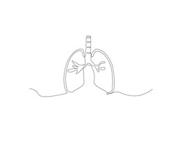 Continuous single line on the anatomy of the lungs. White background Minimalist vector illustration.