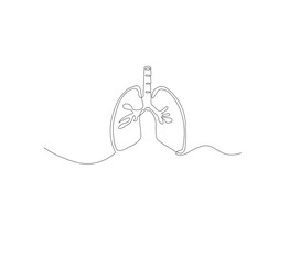 Obraz premium Continuous single line on the anatomy of the lungs. White background Minimalist vector illustration.