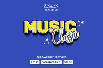 Editable music classic text effects 3d template style premium vector.