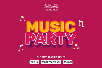 Editable music party text effects 3d template style premium vector.
