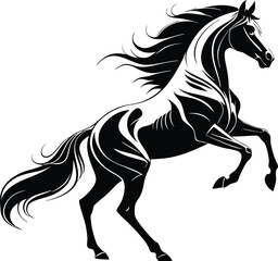 Rearing horse cut out silhouette - vector horse icon