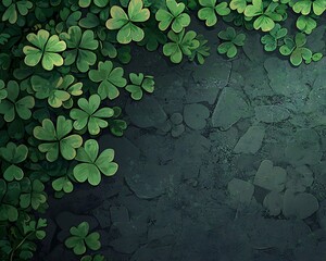 Clover patch on dark stone