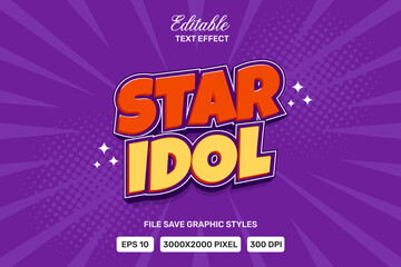 Editable star idol text effects 3d template style premium vector.
