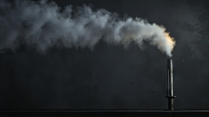 Dark backdrop displays plume of smoke from a vertical object.