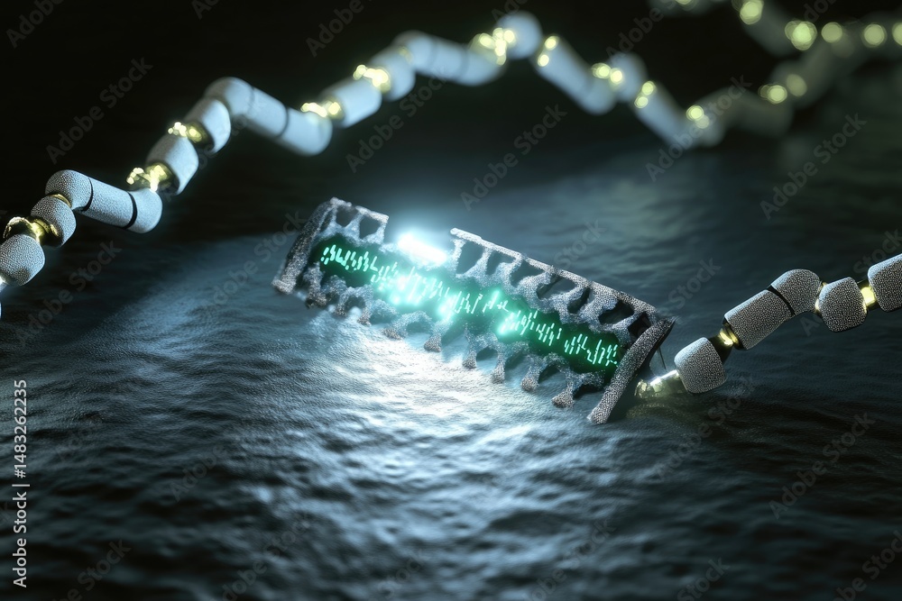 Poster futuristic robotic chain segment