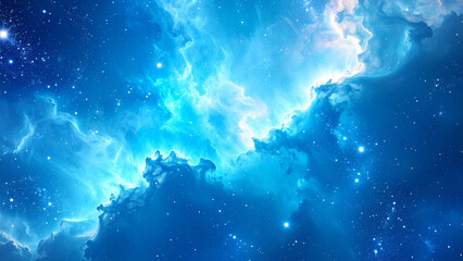 Obraz premium Cosmic Universe Background with Blue Nebula and Stars
