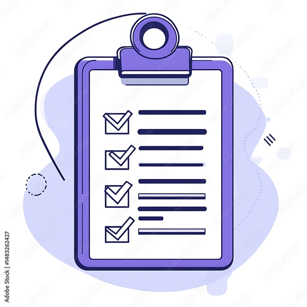 Poster task list on clipboard with completed items vector illustration for organization and productivity co