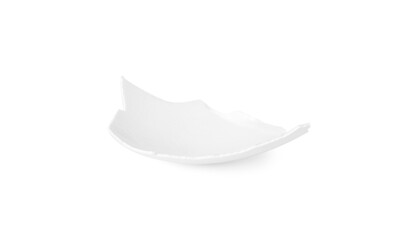 One piece of broken eggshell isolated on white