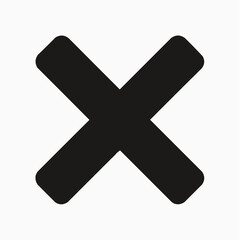 Fototapeta premium Black 'X' mark on a pale backdrop, conveying a sense of error or rejection