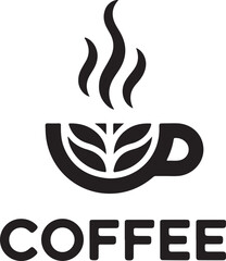 A minimalist and modern logo design for a coffee company, featuring a stylized black coffee cup icon vector on white background