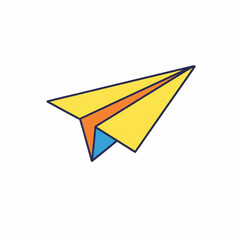 Naklejka premium Paper airplane flying, colorful origami plane
