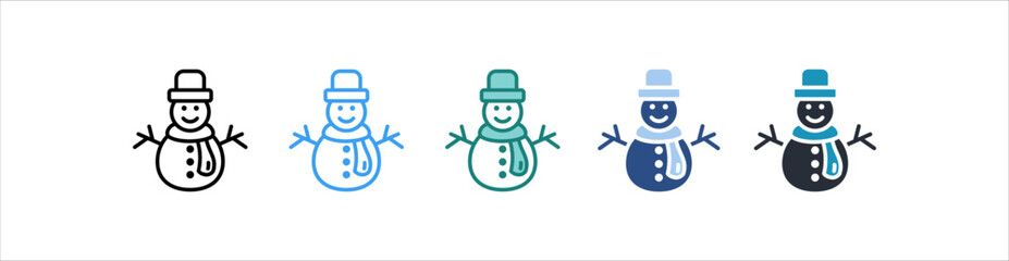 Snowman Icon In Different Style Vector