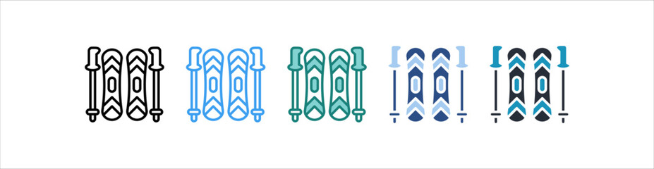 Ski Poles Icon In Different Style Vector