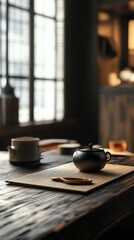 Obraz premium A realistic mockup of a branded tea house table mat cutter, placed on a crafting table