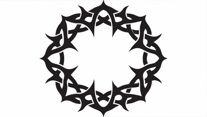 Monochrome Crown of Thorns, Religious Symbol in Black on White Vector