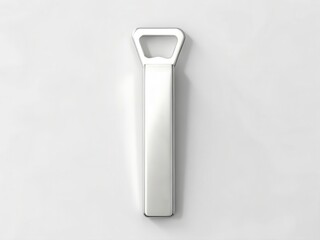 Blank Bottle Opener Mockup Metal bottle opener with a sleek, minimalist design, suitable for modern kitchens or bars.