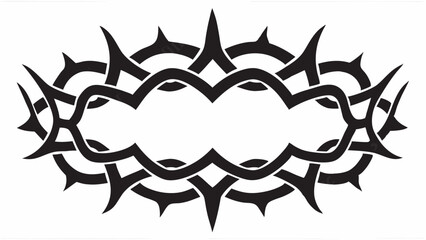 Crown of Thorns Clipart, Black Silhouette Graphic on White Background