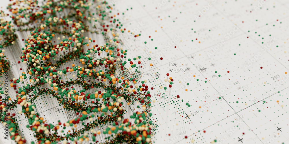 Poster Abstract data clusters visualization. AI technology neural patterns. Digital information presentation, futuristic graph. 